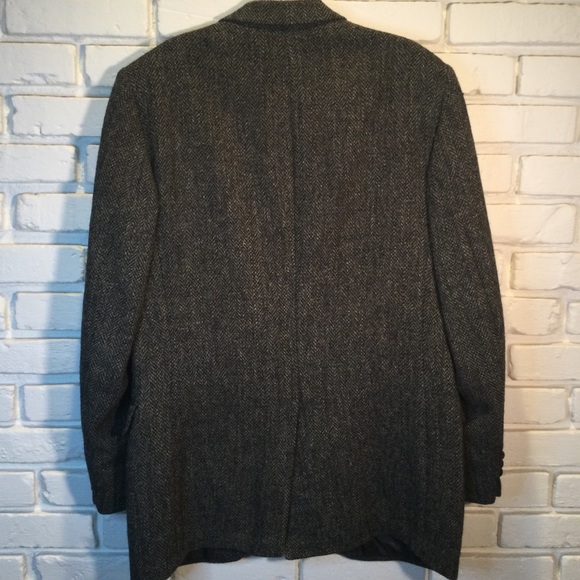 VTG Harris Tweed Wool Blazer Mens 40L Gray Herringbone 2-Button Sport Coat Retro - Picture 6 of 10